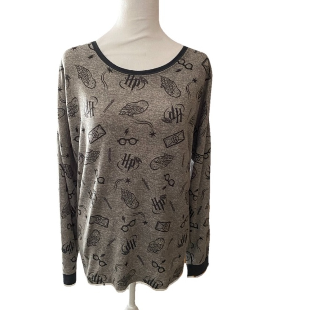 Wizarding World of Harry Potter Sweater Women XLarge Grey Blue Pullover Sleep